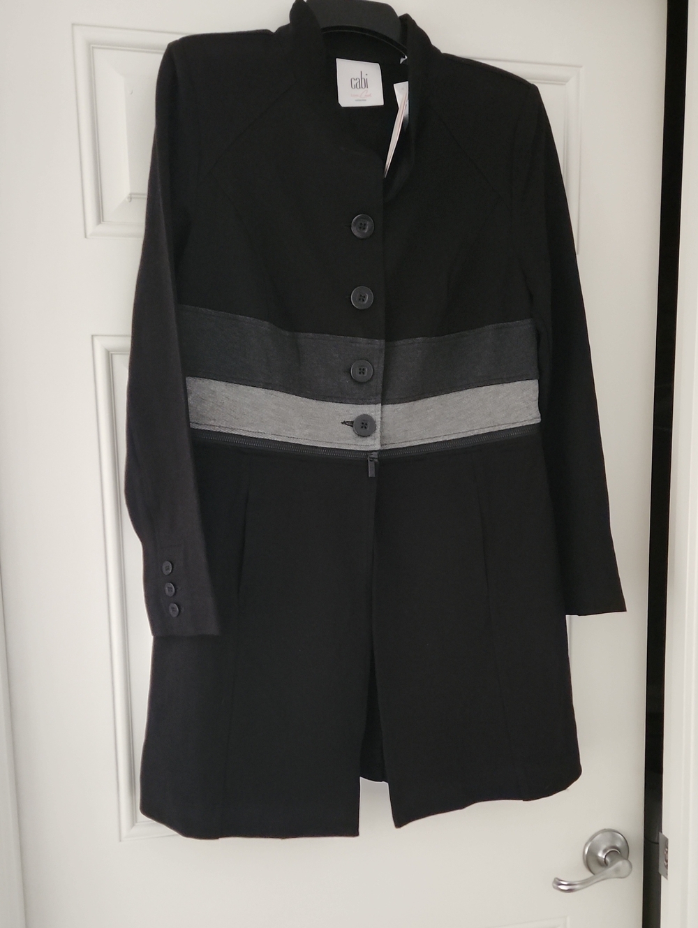 CAbi Black Convertible Jacket with Gray Waistband Detail, Medium NWT